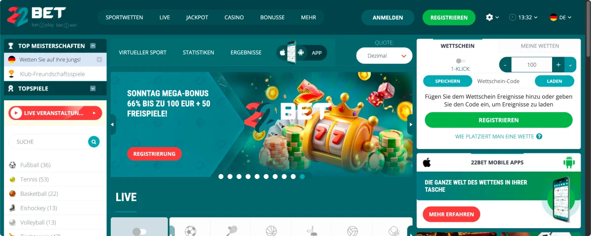 22Bet Sportwetten-Boni